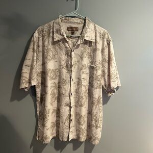 Men's Beige Palm Tree Print Shirt